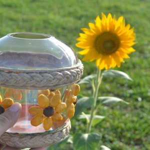 6 SUNFLOWERS VASE Taglio DEMIJOHN 2 litri capacità, vaso di vetro per fiori freschi, vaso con girasoli e corda di canapa , vaso Hippy, Boho Decor