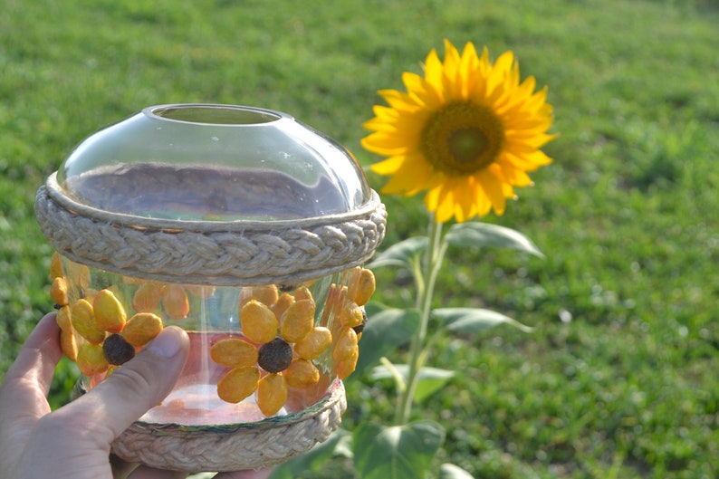 6 SUNFLOWERS VASE Cut DEMIJOHN 2 Liter Capacity, Glass Vase for Fresh