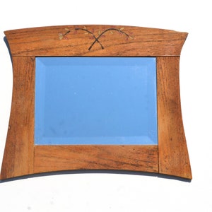 PAINTED VINTAGE MIRROR, Vintage 1960s Mirror, Painted Wooden Frame Mirror, Rustic Mirror, Retro 1960s Mirror, Vintage Frame Faceted Mirror