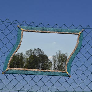 NEW HOME MIRROR, Unusual Mirror, Wavy Mirror, Blue Abstract Mirror, Large Wall Mirror, Hemp Rope Decor, Bathroom Mirrors, Decorative Mirrors