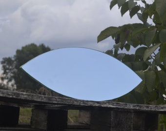 EYE SHAPED MIRROR, Long 53 x 18 cm Frameless Mirror, Full Size Mirror, Horizontal Mirror, Vertical Wall Mirror, Hanging Mirror, Modern Decor