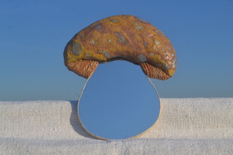 Wall Mirror Mushroom Shaped, Mushroom Wall Decor, Brown Mushroom Mirror