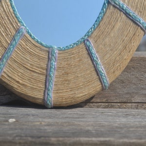 25 x 17 cm WALL MIRROR, Decorative Mirror, Natural Hemp Mirror, Handmade Mirror, Bohemian Wall Decot, Boho Mirror, Hippie Home Mirror, Gifts image 2