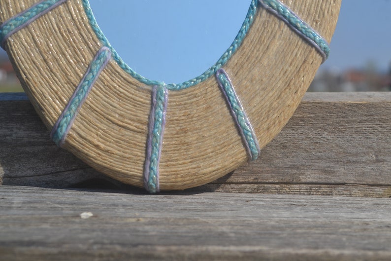 25 x 17 cm WALL MIRROR, Decorative Mirror, Natural Hemp Mirror, Handmade Mirror, Bohemian Wall Decot, Boho Mirror, Hippie Home Mirror, Gifts image 2