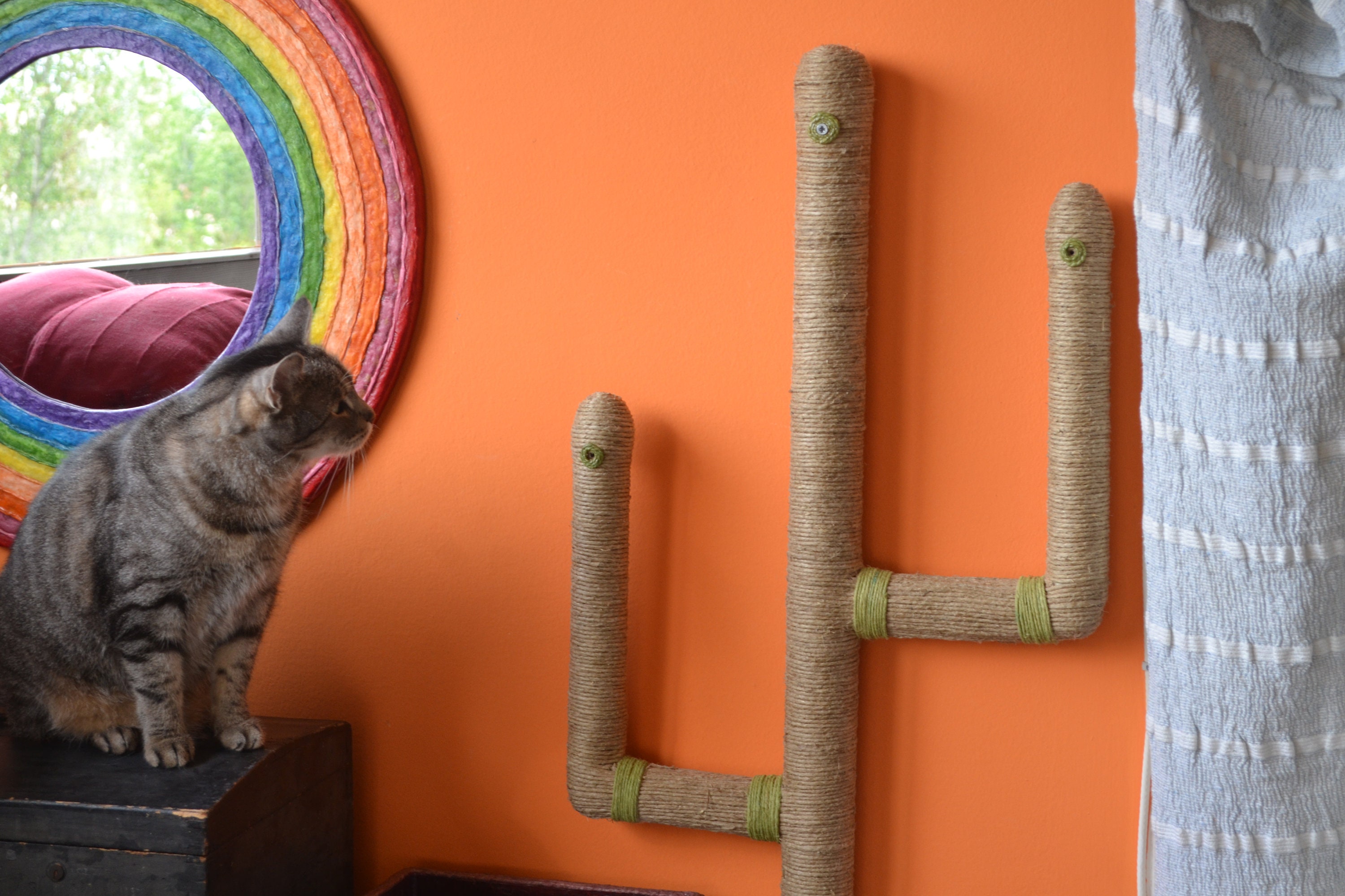 2 HEMP ROPE CACTI Jute Cat Scratcher 2 Wall Mounted Cat Etsy
