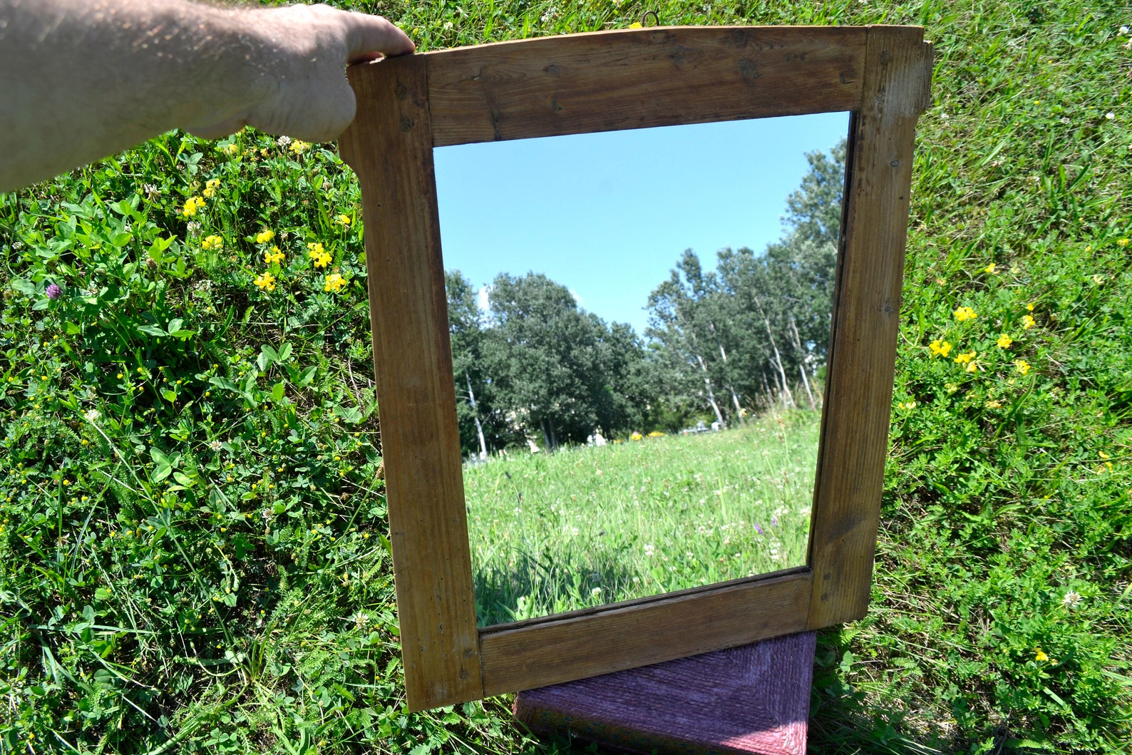 ANTIQUE WOODEN MIRROR Large Wall Mirror Rustic Kitchen Etsy