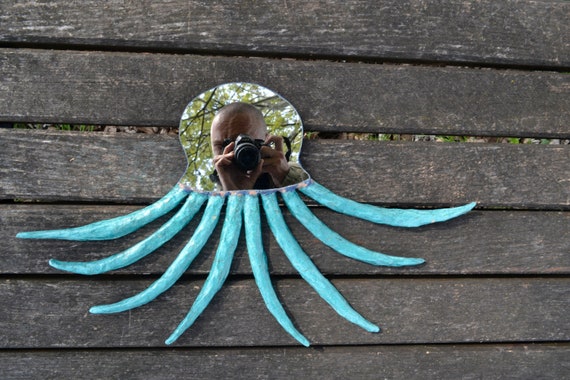 JELLYFISH WALL MIRROR, Decorative Mirror, Jellyfish Wall Art, Frameless Wall Mirror, Paper Mache Mirror, Kids Room Wall Decor, Nursery Decor