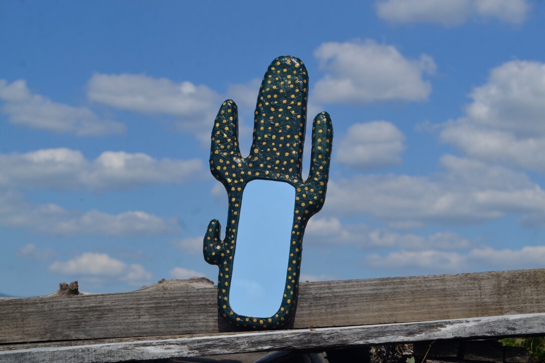 CACTUS WALL MIRROR, Decorative Mirror, Dark Green Cactus, Cacti Wall
