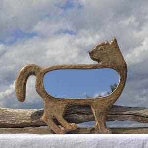 GREY CAT SILHOUETTE Mirror, Purfect Birthday Gift, Mirror for Hanging, Decorative Wall Mirror, Cat Shaped Mirror, Cat Furniture, Wall Mirror