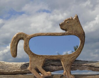 GREY CAT SILHOUETTE Mirror, Purfect Birthday Gift, Mirror for Hanging, Decorative Wall Mirror, Cat Shaped Mirror, Cat Furniture, Wall Mirror