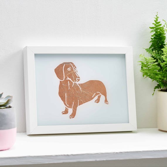 Dachshund Sausage Dog Gold Foil Poster Print Wall Art Picture Home Decor Gift