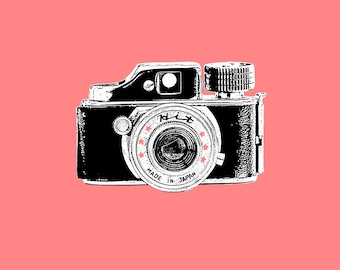 Classic Camera print, vintage camera print, camera art, Hit camera, mini spy camera, seafoam, spy camera print, art print, digital print