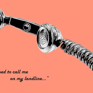 Vintage, phone, classic, landline, art print, wall art, graphic design, orange, inkjet print