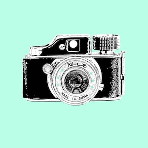 Classic Camera print, vintage camera print, camera art, Hit camera, mini spy camera, seafoam, spy camera print, art print, digital print