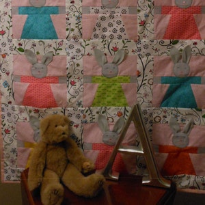 The Bunny Quilt Modern Baby Blanket, Ready To Ship