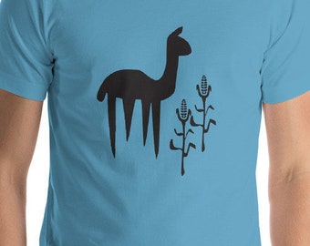 ALPACA T-SHIRT - Llama and Corn Short-Sleeve Unisex Farm