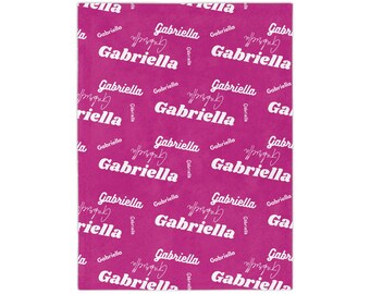 Manta de microfibra de terciopelo con retrato de Gabriella / Manta con nombre personalizado