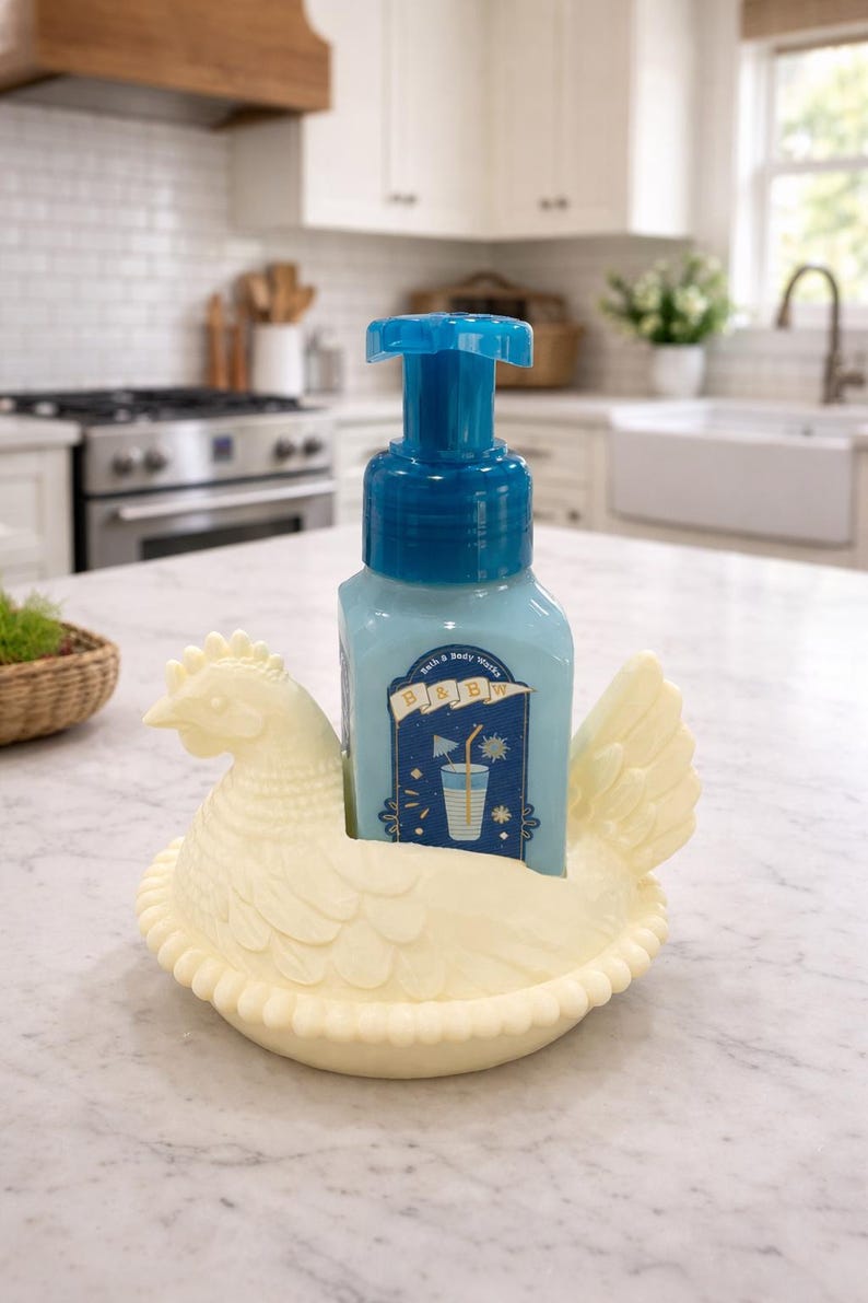 Hen on Nest Soap Holder Vintage Chicken on Nest Decor Farmhouse Kitchen & Bathroom Accent bild 1