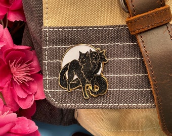 Original Starry Cerberus Hard Enamel Pins Black Glitter Glow in the Dark Three Headed Dog of Hades Greek mythology