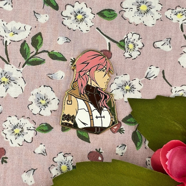 Final Fantasy XIII Gold Plate Hard Enamel Pins - Lightning Farron