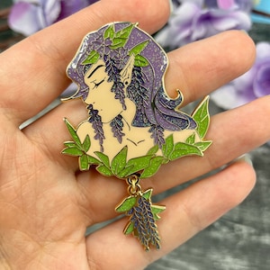 Original Wisteria Nymph Hard Enamel Pins Glitter Greek Mythology