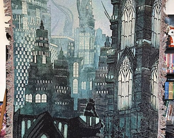 Amaurot Woven Tapestry Blanket - Inspired by Final Fantasy XIV Shadowbringers Artwork