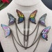 Pride Butterfly Wings Collar Pins Black Plate Hard Enamel Pins w/ Double Chain - Fantasy and Cosplay Jewelry - Rainbow, Ace, Trans, and more