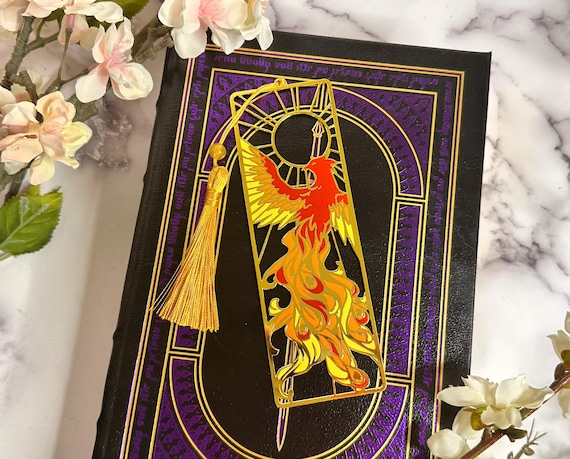 Fantasy Phoenix Metal Bookmarks ~ Gold Metal and Enamel with Tassel