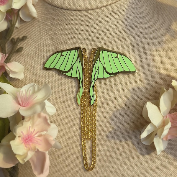 Luna Moth Wing Chained Collar Pins