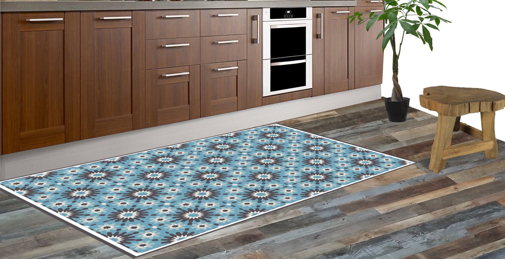 Vinyl mat .Runner vinyl floor . PVC rug. Moroccan pattern. Etsy