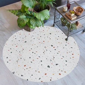 Terrazzo vinylgolvmatta: Rund skandinavisk designmatta
