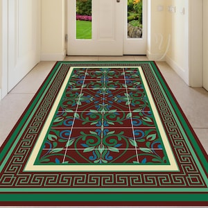Vinyl Mat.Einzigartiges Design Vinyl Mat. vinyl bodenmatte.vinyl teppich.küchenteppich. Linolteppich.Floral Tiles Mat. Bodenmatte.Vinylmatte für Wohnzimmer