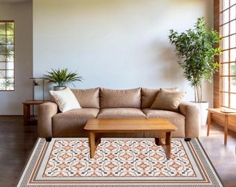 Moroccan Vinyl Floor Mat: Linoleum Rug, Kitchen Runner