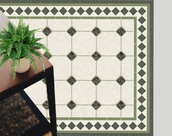 Moroccan Tiles Vinyl Floor Mat: Home & Office Decor