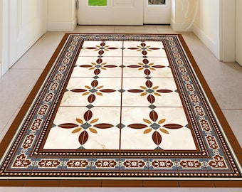 Moroccan Tile Vinyl Rug | Waterproof PVC Floor Mat