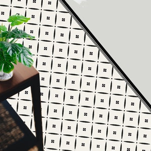 Black and White mat. minimalist mat. vinyl mat .vinyl floor .vinyl rug. Geometric pattern. kitchen rug. Linoleum rug. Living room mat.nordic