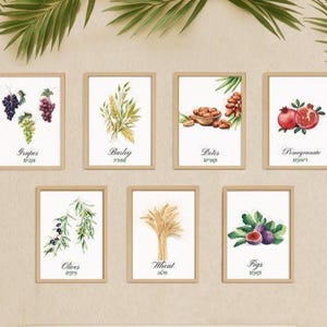 Seven Species Art Prints: Jewish Judaica Sukkah Decor (Instant Download)