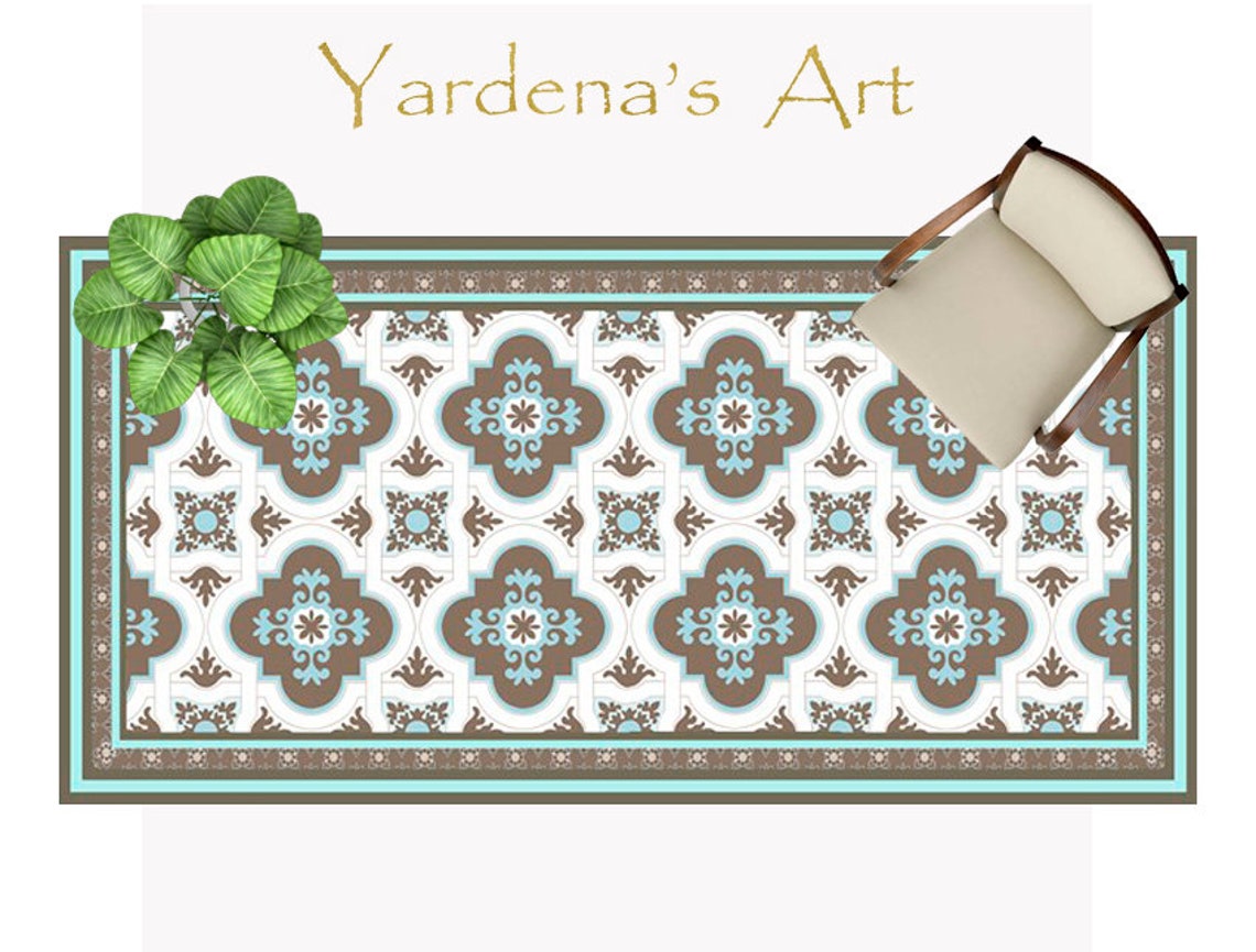 Vinyl Mat .runner Vinyl Floor . PVC Rug. Moroccan Pattern. Etsy Israel