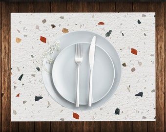 Terrazzo Vinyl Placemat .Table Mat. placemats Vinyl.Scandinavian placemats.dining table .dining decor.Art placemats.Minimalist placemats