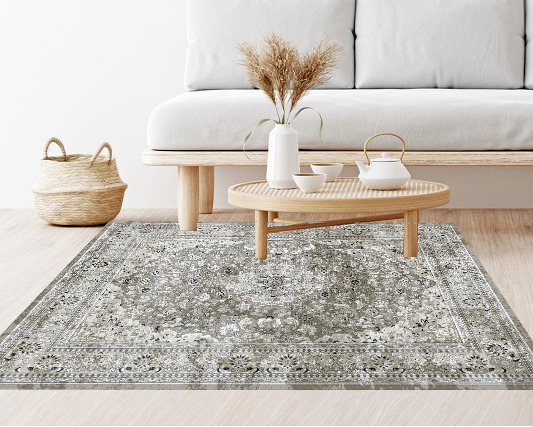 Persian Design Vinyl Mat, Vintage Look Mat, Beige Mat, Living Room Mat