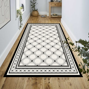 Vinyl Mat. Vinyl Rug. Vinyl floor. Geometric Pattern Mat. Art Mat.Kitchen Mat. Linoleom Mat. Pvc Mat. Black and white mat, kitchen rug