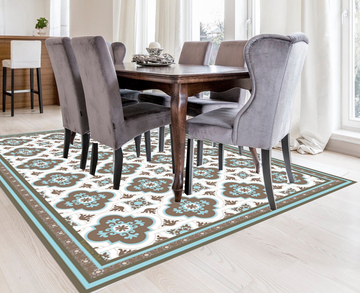 Vinyl Mat .runner Vinyl Floor . PVC Rug. Moroccan Pattern. Etsy Israel