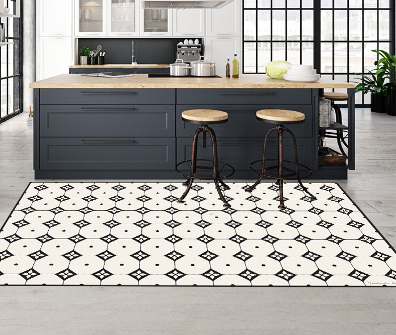 Vinyl mat. vinyl mat .Runner vinyl floor . PVC rug. Geometric Etsy