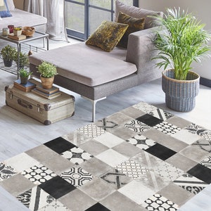 Moroccan Vinyl Floor Mat: Printed Linoleum Rug, Kitchen Area Rug