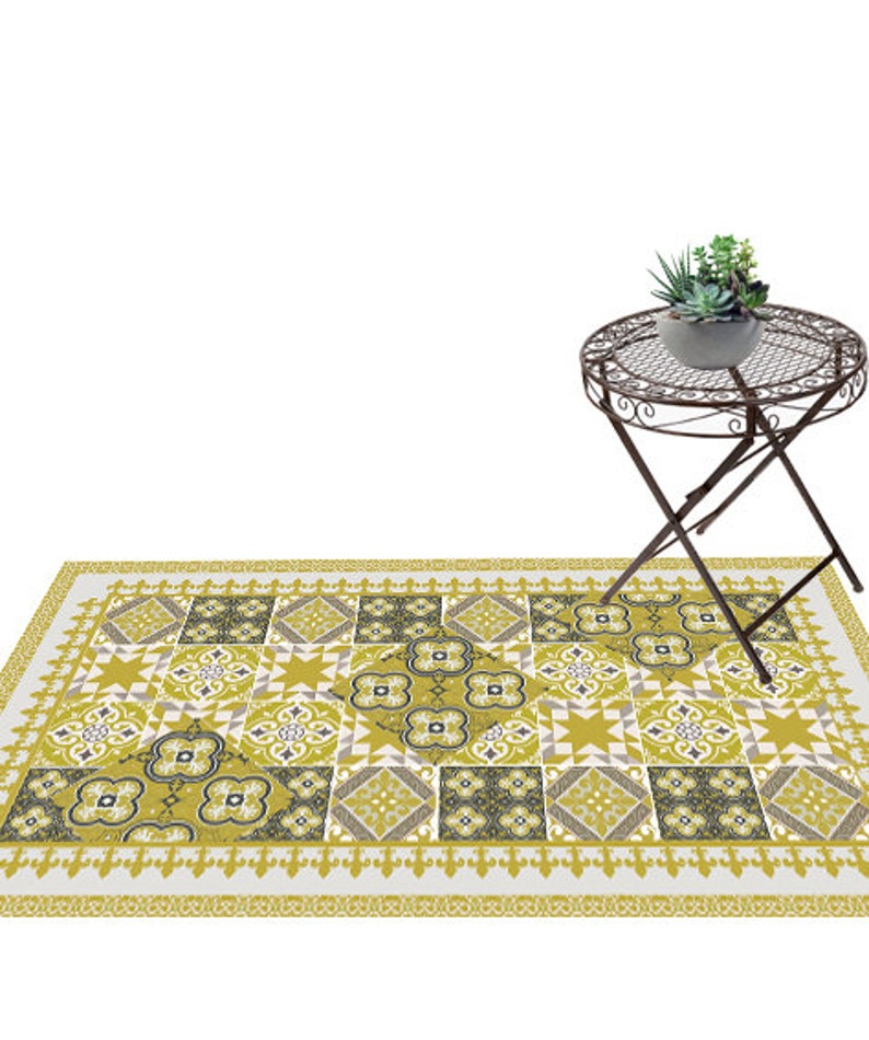 Vinyl Mat Vinyl Mat With Yellow Tiles Pattern Vinyl Floor Mat Etsy