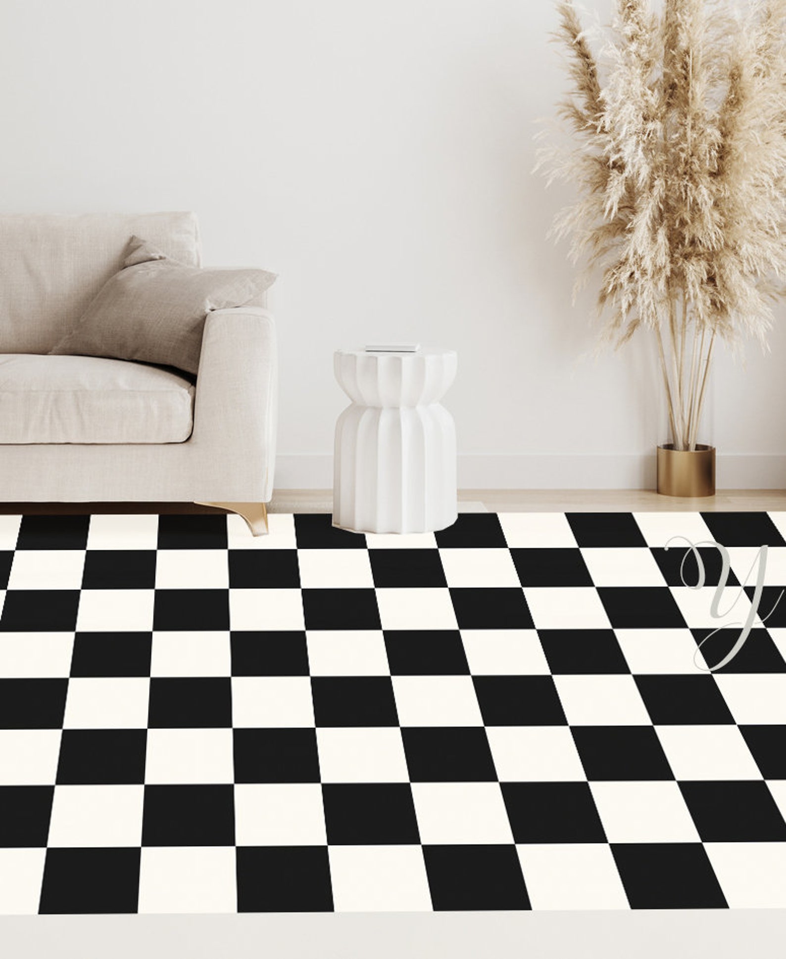 Black and White Vinyl Mat.art Mat.mat Floors.vinyl Floor Mat.pvc Rug