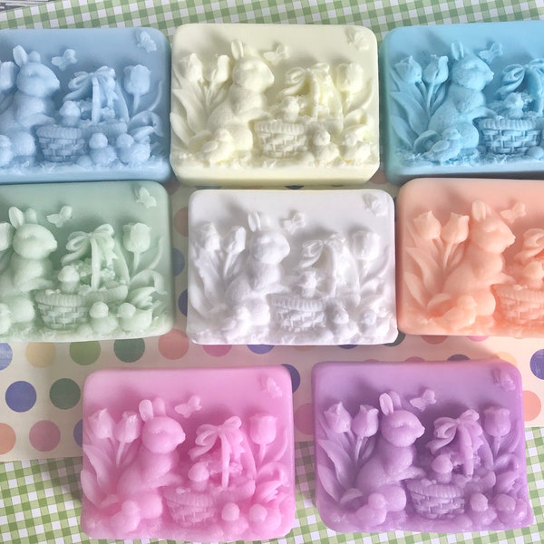 Easter Bunny with Basket Soap Bar, Easter Soap, Easter Basket Filler, Easter Party Favor, Easter Soap Gift