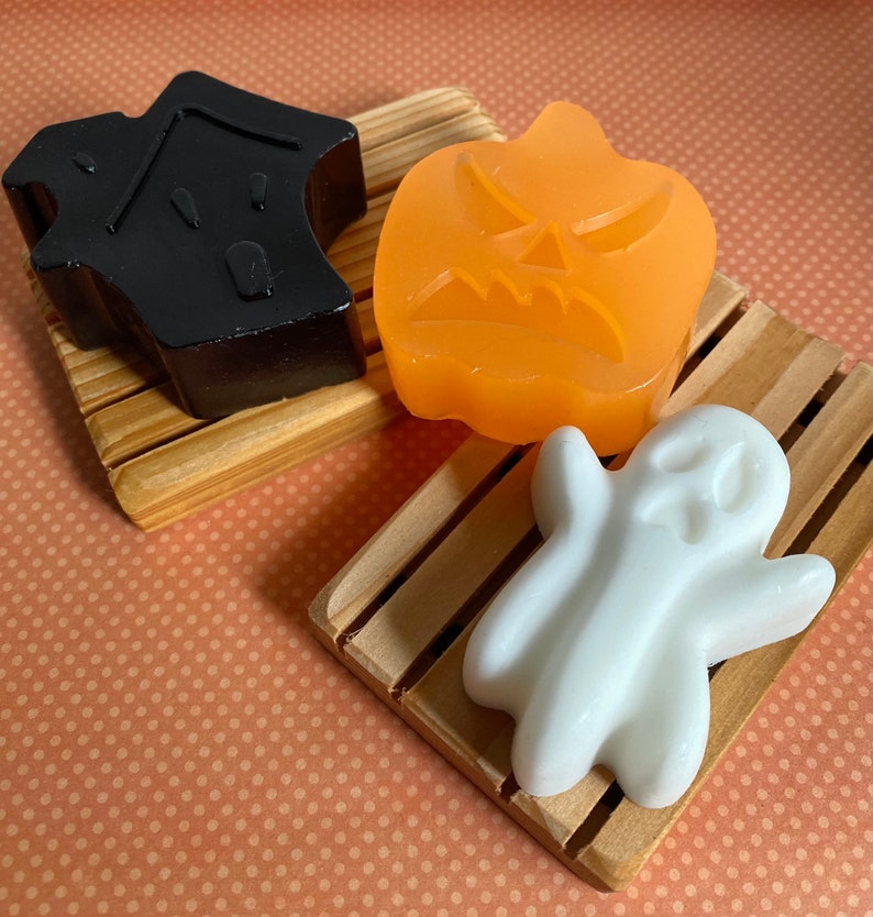 Halloween Soap, Halloween Soap Gift, Halloween Soap Set of 3, Fall Soap, Ghost, Haunted House, Pumpkin Soap, Kid Halloween Gift image 2