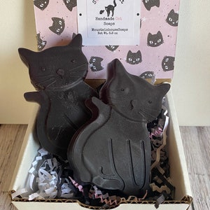 Cat Soap, Cat Soap Gift, Black Cat, Gift for Cat Lover, Cat Mom Gift, Romantic Soap Gift image 1