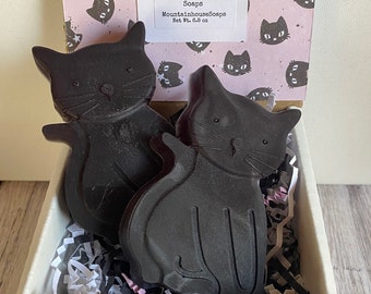 Cat Soap, Cat Soap Gift, Black Cat, Gift for Cat Lover, Cat Mom Gift, Romantic Soap Gift